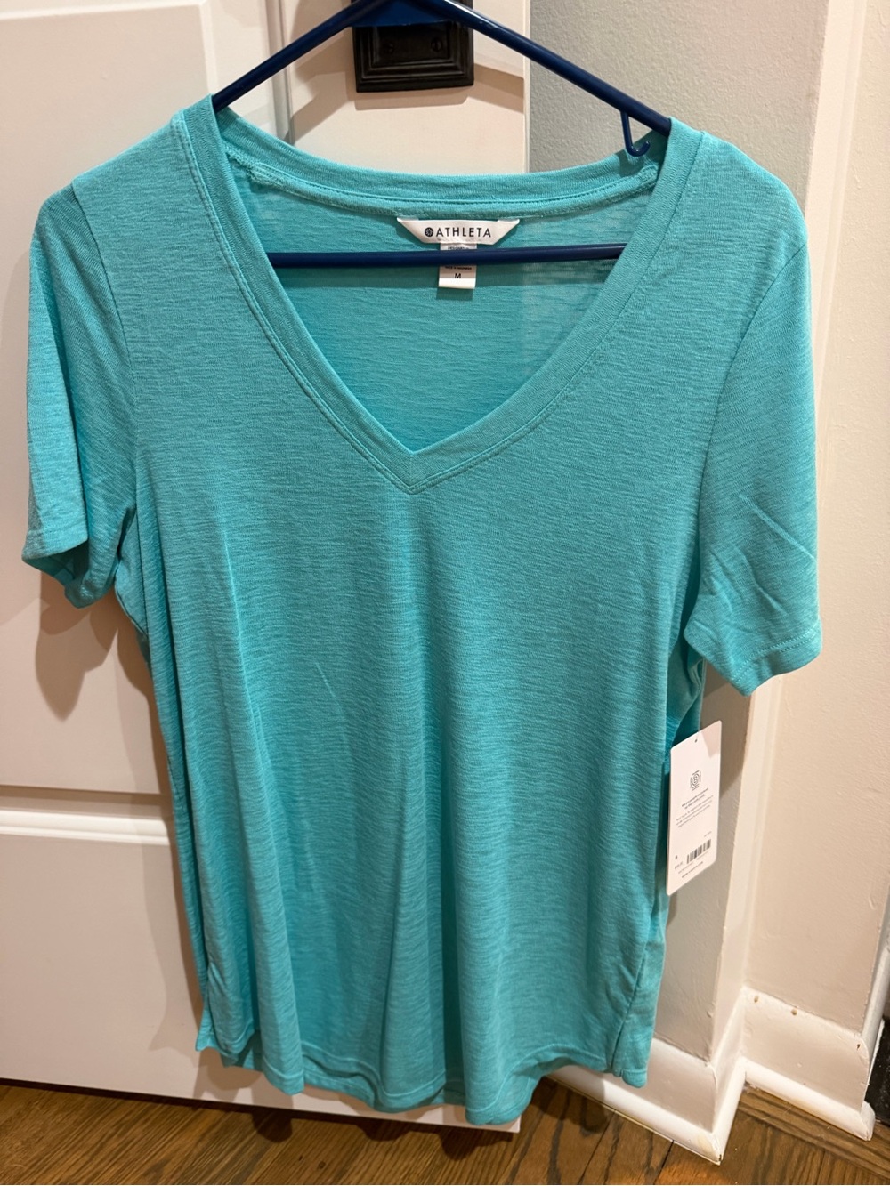 Athleta Teal V-Neck Short Sleeve Tee